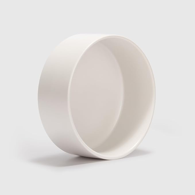 SPUNKYJUNKY 28.7OZ Ceramic Dog and Cat Bowl, Modern Cute Weighted Food Water Bowl for Replacement White (1 Pack)