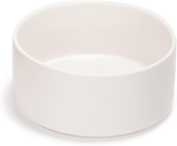 SPUNKYJUNKY 28.7OZ Ceramic Dog and Cat Bowl, Modern Cute Weighted Food Water Bowl for Replacement White (2 Pack)