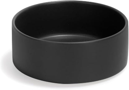SPUNKYJUNKY 13.5OZ Ceramic Dog and Cat Bowl, Modern Cute Weighted Food Water Bowl for Replacement Black (2 Pack)