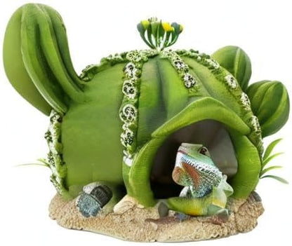 kathson Reptile Tank Decor Lizard Hide and Cave Plants Terrarium Decorations Resin Cactus Desert Aquarium Tank Habitat Accessories for Bearded Dragon Chameleon Leopard Gecko Snake Fish (Ball Cactus)