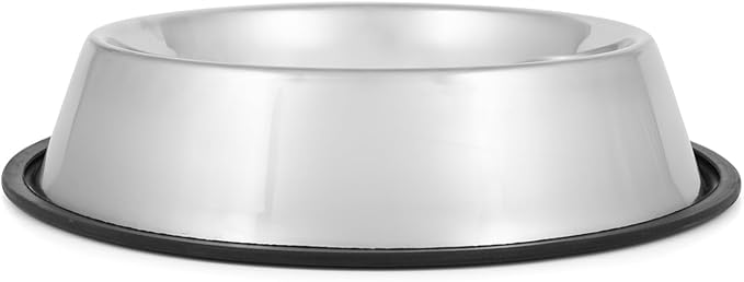 Jeffers Pet Stainless Steel Dog Bowl – No Skid, No Tip Food & Water Bowls for Puppies, Small, Medium, Large Breeds – Heavy Duty, Dishwasher Safe Feeder for Indoor, Outdoor, Travel Use – 3 Quart