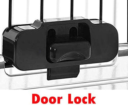 X-Large 32”L in/Outdoor Small Animal Rabbit Home Ferret Cage Bunny Hutch Adjustable Paw Safe Platform Ladder Raised Bottom Mesh Floor Easy Pull Out Washable Deep Tray Lockable Wheels