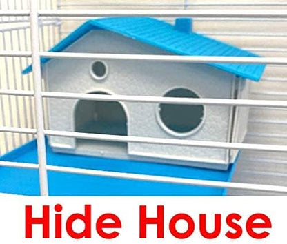 Large Twin Tower Habitat Hamster Home Rodent Gerbil Mouse Mice Rat Wire Animal Cage Long Crossover Tube (18.5" L x 14.5" W x 23" H, White)