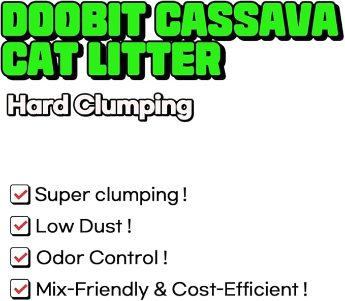 Cassava Cat Litter,100% Natural Eco-Friendly,Kittens and Sensitive Cats Litter,Mixable with Clay and Various Litter,Save Usage,Non-Stick Super Clumping,No Odor,No Dust,No Mess(5.7lb x 4pack)