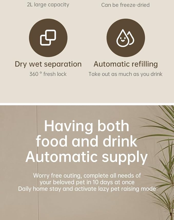 Automatic Pet Feeder and Water Dispenser Set, Cat Design Food Bowl with Storage Container, Pink and White