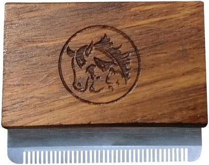 Deshedding Grooming Tools for Dogs Cats & Horse Easy Ergonomic Wooden Handle Professional Brush Grooming Tool, Remove painlessly 95 Percent of Lose Hair Fur & Dirt (5 inch) (2.5 inch)