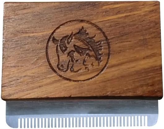 Deshedding Grooming Tools for Dogs Cats & Horse Easy Ergonomic Wooden Handle Professional Brush Grooming Tool, Remove painlessly 95 Percent of Lose Hair Fur & Dirt (5 inch) (2.5 inch)