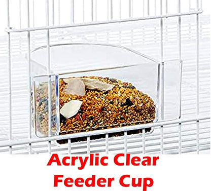 1/2/3-Combo Stacker Center Divided Breeder Breeding Bird Flight Double Rolling Cage for Aviaries Canaries Cockatiels Lovebirds Finches Budgies Small Parrots (White Vein, Three Stacker)