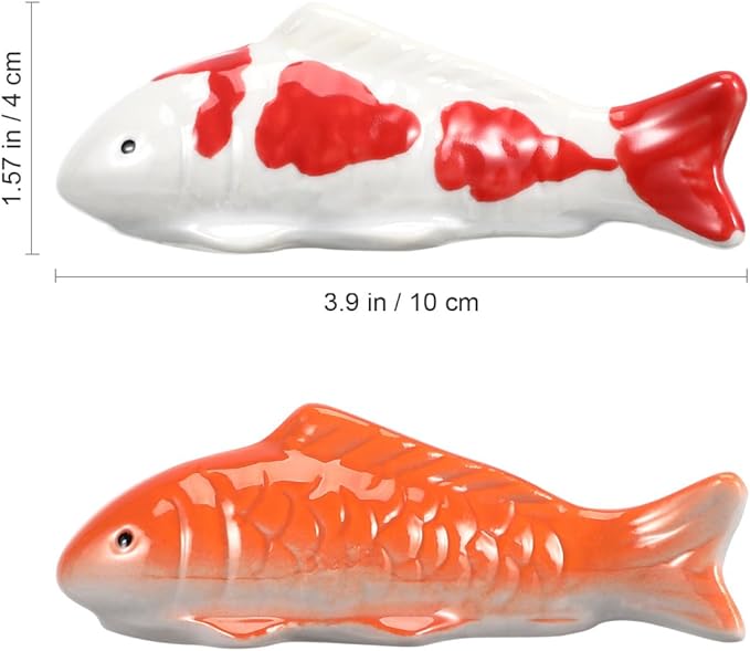 Housoutil 2pcs Ceramic Fish Ornaments Floating Fish Decorations for Aquarium Pond Home Decor