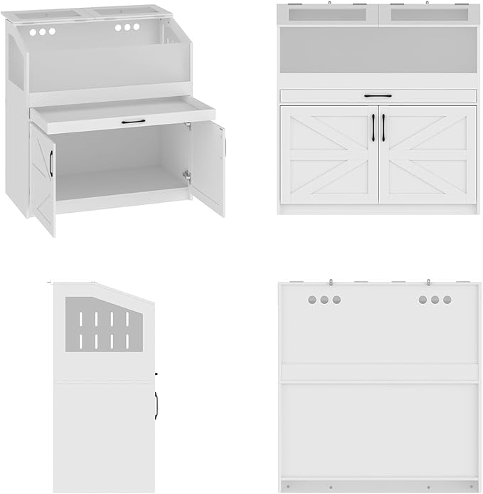 29.4" Indoor Guinea Pig Hamster Cages for Small Animals, Large Critter Nation Cage with Barn Doors, Frosted Acrylic, Metal Handles for Guinea Pig, Hamster, Gerbil, Hedgehog, White