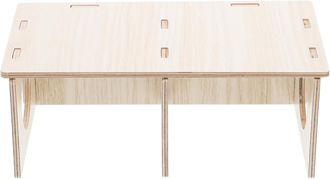 Hamster Solid Wood Hide House Two Room Pet Hideout Safe Non Nail Design Polished Natural Wood Hamster Cage Decor Yellow 8.26X4.33X3.14 Inch