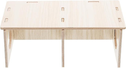 Hamster Solid Wood Hide House Two Room Pet Hideout Safe Non Nail Design Polished Natural Wood Hamster Cage Decor Yellow 8.26X4.33X3.14 Inch