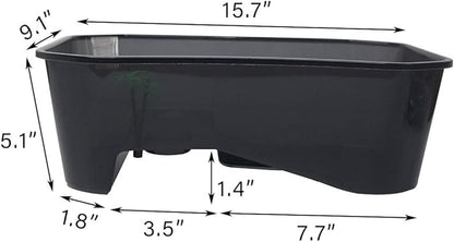 PINVNBY Plastic Turtle Tank Reptile Habitat Pet Terrariums Turtles Tank Aquarium Terrapin Topper Basking with Platform Plants,Durable,Safe, Non-Toxic(Black)