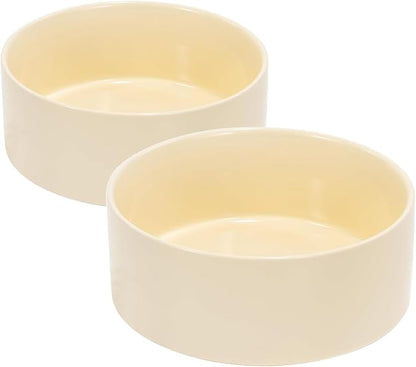 SPUNKYJUNKY 42OZ Ceramic Dog and Cat Bowl, Modern Cute Weighted Food Water Bowl for Replacement Beige (2 Pack)