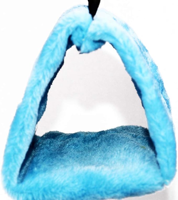 Pet Bird Nest Hammock Hanging Cave Cage Plush Snuggle Happy Hut Tent Bed (Medium, Blue)