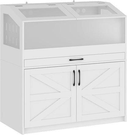 29.4" Indoor Guinea Pig Hamster Cages for Small Animals, Large Critter Nation Cage with Barn Doors, Frosted Acrylic, Metal Handles for Guinea Pig, Hamster, Gerbil, Hedgehog, White