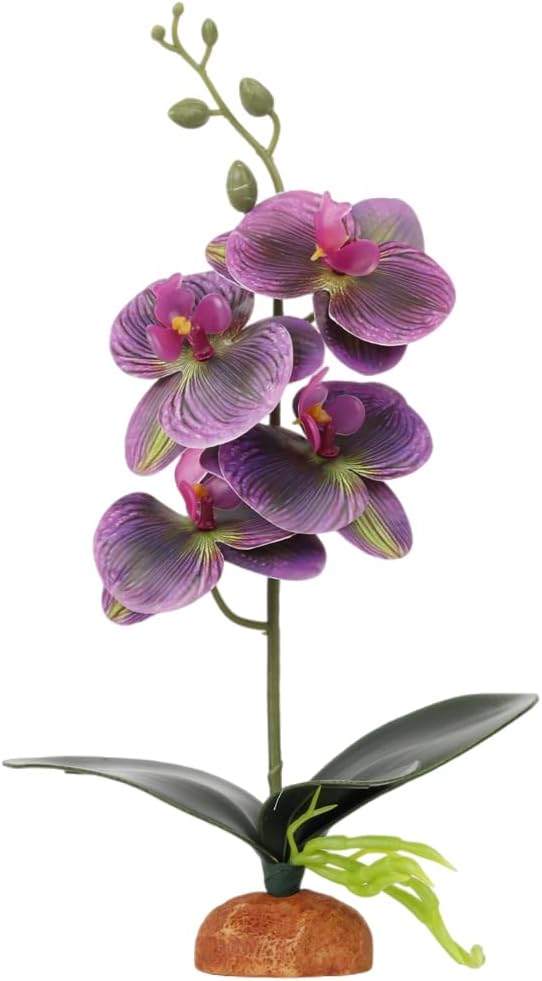 Fake Orchids Artificial Flowers, Reptile Terrarium Decor Plants, Bearded Dragon Tank Accessories fit Crested Gecko Leopard Lizard Chameleon Ball Python Snake Frog (Radiant)