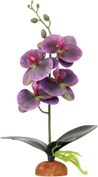 Fake Orchids Artificial Flowers, Reptile Terrarium Decor Plants, Bearded Dragon Tank Accessories fit Crested Gecko Leopard Lizard Chameleon Ball Python Snake Frog (Radiant)