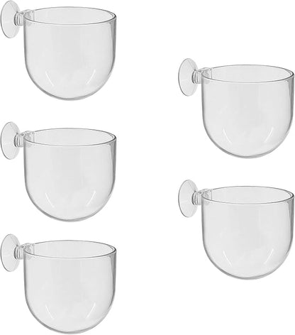 Uenhoy 5 Pcs Plastic Aquatic Plant Pots, Aquarium Plant Pots with Suction Cups, Acrylic Aquarium Planter, Red Shrimp Live Plant Fish Tank Holder
