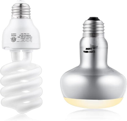 100W Reptile Heat Lamp and 26W 10.0 UVB Bulb Combo Pack, UVA Basking Bulb and UVB Light for Reptiles, Basking Light for Bearded Dragon, Turtles, Snake and Lizard