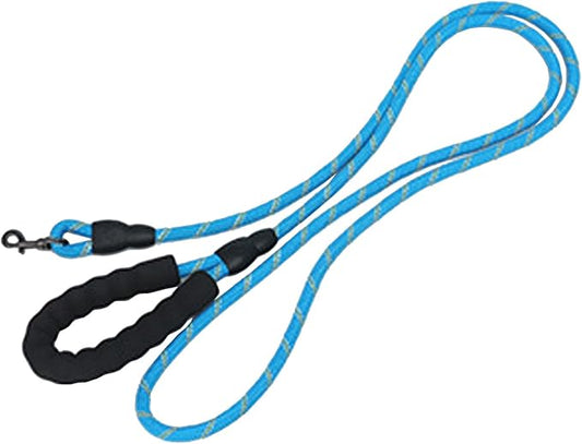 1/2 in Dog Leash Reflective Heavy Duty Rope for Medium Large Dogs, 6.5 FT with Handle, Blue
