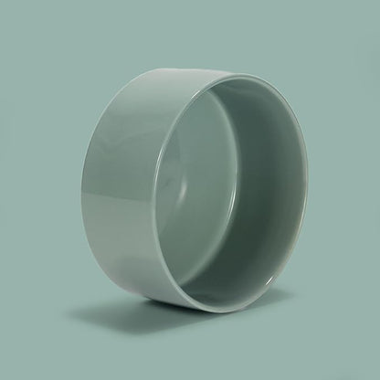 SPUNKYJUNKY 28.7OZ Ceramic Dog and Cat Bowl, Modern Cute Weighted Food Water Bowl for Replacement Morandi Green (2 Pack)