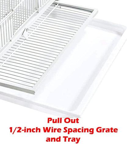 1/2/3-Combo Stacker Center Divided Breeder Breeding Bird Flight Double Rolling Cage for Aviaries Canaries Cockatiels Lovebirds Finches Budgies Small Parrots (White Vein, Two Stacker)