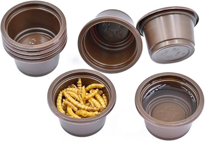 100pcs Eco Cups Crested Gecko Food and Water Feeding Cups, Reptile Feeder Bowls, for Lizard and Other Small Pet Ledge Accessories Supplies