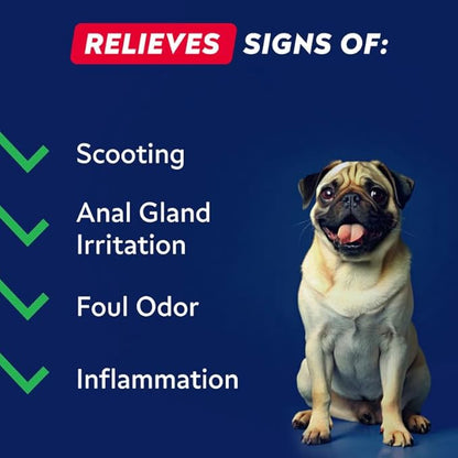 STRELLALAB Anal Gland - Scoot Treatment - Digestive Enzymes, Prebiotics & Fiber Supplement for Dogs Digestion & Gut Health. Proprietary Blend of Beet - 120Ct Pork