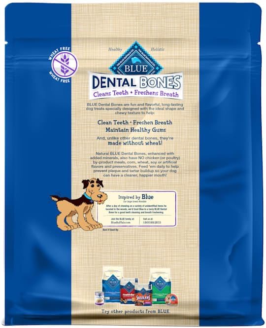 Blue Buffalo Dental Bones Large Natural Dental Chew Dog Treats Bag Jumbo Pack