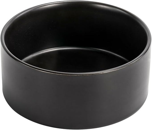 SPUNKYJUNKY 60OZ Ceramic Dog and Cat Bowl, Modern Cute Weighted Food Water Bowl for Replacement Black (1 Pack)