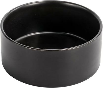 SPUNKYJUNKY 60OZ Ceramic Dog and Cat Bowl, Modern Cute Weighted Food Water Bowl for Replacement Black (2 Pack)