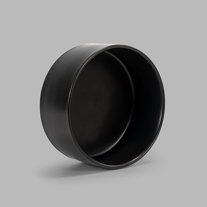 SPUNKYJUNKY 13.5OZ Ceramic Dog and Cat Bowl, Modern Cute Weighted Food Water Bowl for Replacement Black (2 Pack)