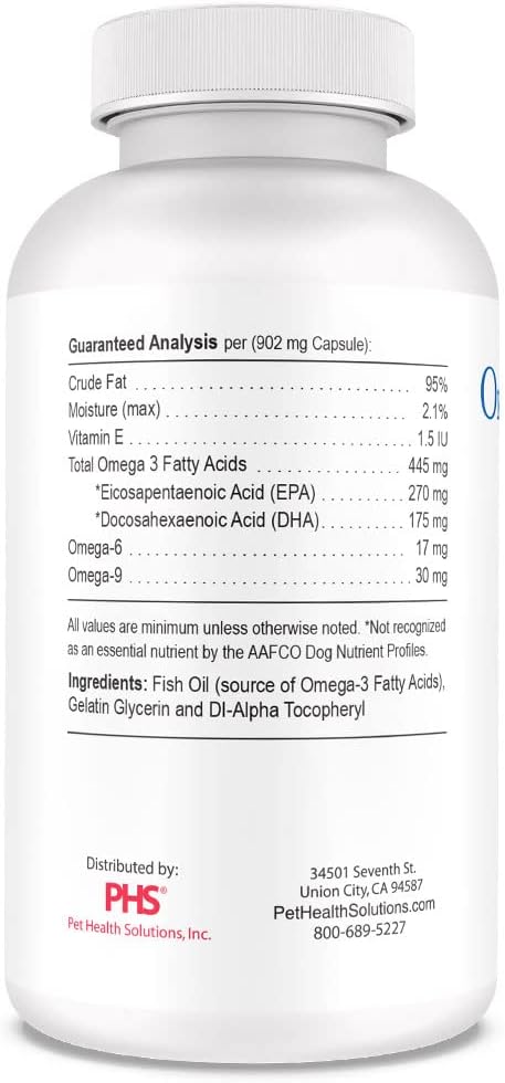 Omega Caps HP Snip Tips for Cats and Small Dogs High Potency EPA and DHA Maximum Bioavailability Fish Oil Supplement Vet Formulated Made in USA Skin Coat Joint and Heart Health 250 Capsules
