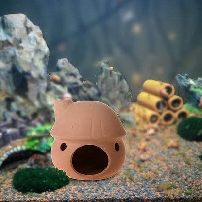 Aquarium Ceramic Mushroom House Decorations, Natural Fish Tank Landscape Frog House for Cichlid Betta Fish Goldfishes Tank Landscape Decoration