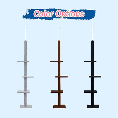 Max & Marlow Cat Tree Floor to Ceiling Cat Tower Height 95-108" Adjustable Kitten Tree Tall Climbing Tree with Carpet Scratching Post and Mat Cat Pole for Indoor Cats,Dark Grey