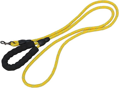 1/2 in Dog Leash Reflective Heavy Duty Rope for Medium Large Dogs, 6.5 FT with Handle, Yellow