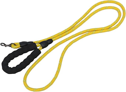 1/2 in Dog Leash Reflective Heavy Duty Rope for Medium Large Dogs, 6.5 FT with Handle, Yellow