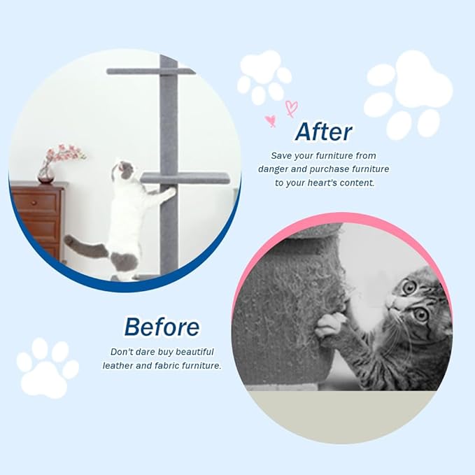 Max & Marlow Cat Tree Floor to Ceiling Cat Tower Height 95-108" Adjustable Kitten Tree Tall Climbing Tree with Carpet Scratching Post and Mat Cat Pole for Indoor Cats,Dark Grey