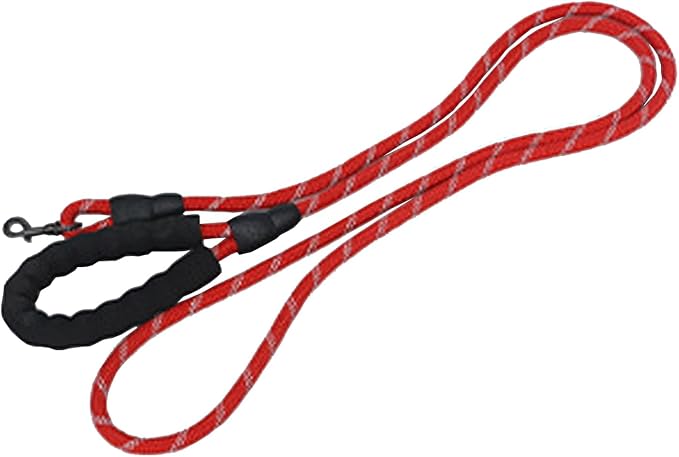 1/2 in Dog Leash Reflective Heavy Duty Rope for Medium Large Dogs, 6.5 FT with Handle, Red