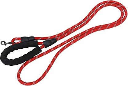 1/2 in Dog Leash Reflective Heavy Duty Rope for Medium Large Dogs, 6.5 FT with Handle, Red
