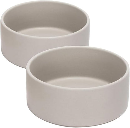 SPUNKYJUNKY 28.7OZ Ceramic Dog and Cat Bowl, Modern Cute Weighted Food Water Bowl for Replacement Grey (2 Pack)