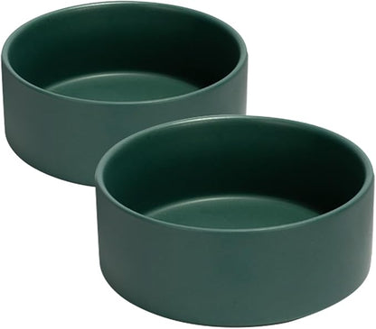 SPUNKYJUNKY 42OZ Ceramic Dog and Cat Bowl, Modern Cute Weighted Food Water Bowl for Replacement Green (2 Pack)