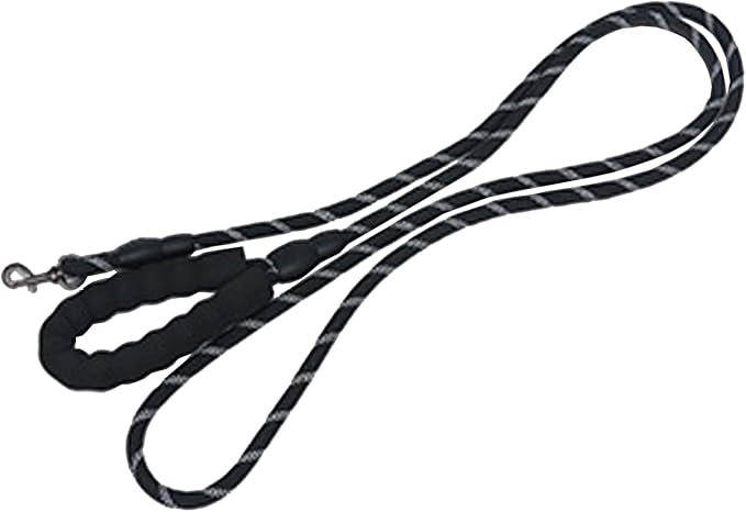 1/2 in Dog Leash Reflective Heavy Duty Rope for Medium Large Dogs, 6.5 FT with Handle, Black