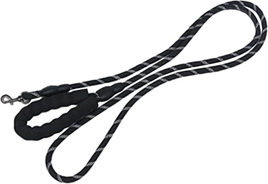 1/2 in Dog Leash Reflective Heavy Duty Rope for Medium Large Dogs, 6.5 FT with Handle, Black