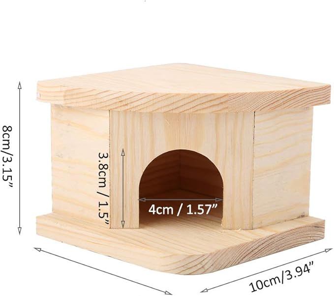 Joyzan Hamster Hideout Wooden House, Chamber Mouse Playing Hiding Chewable Ventilated Hut Pet Woodland Habitats Decor Small Animals Secret Peep Shed Dwarf Syrian Chinchillas Gerbils Hedgehog Rats Mice