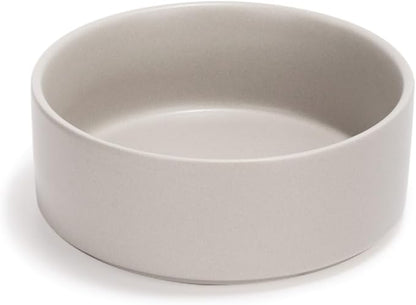 SPUNKYJUNKY 13.5OZ Ceramic Dog and Cat Bowl, Modern Cute Weighted Food Water Bowl for Replacement Grey (2 Pack)