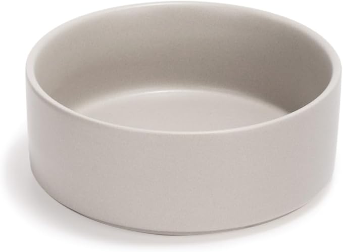 SPUNKYJUNKY 13.5OZ Ceramic Dog and Cat Bowl, Modern Cute Weighted Food Water Bowl for Replacement Grey (1 Pack)