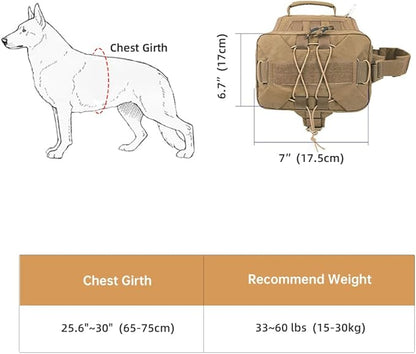 EXCELLENT ELITE SPANKER Dog Pack Hound Dog Saddle Bag Backpack for Travel Camping Hiking Medium & Large Dog with 2 Capacious Side Pockets(Gry-L)