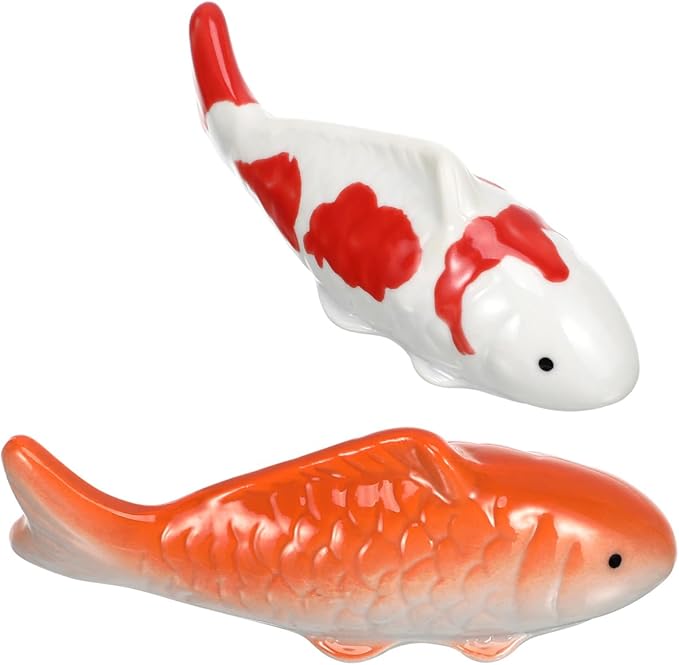 Housoutil 2pcs Ceramic Fish Ornaments Floating Fish Decorations for Aquarium Pond Home Decor